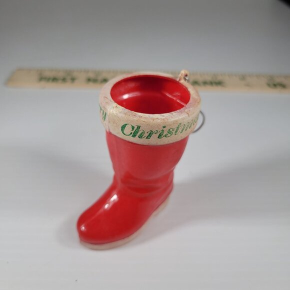 Vintage 1950's Rosbro Red Plastic Santa Boot Ornament Made in U.S.A.‎ - Picture 6 of 8